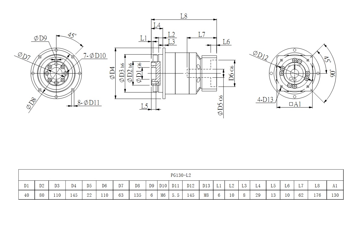PG系列減速機標(biāo)準(zhǔn)尺寸